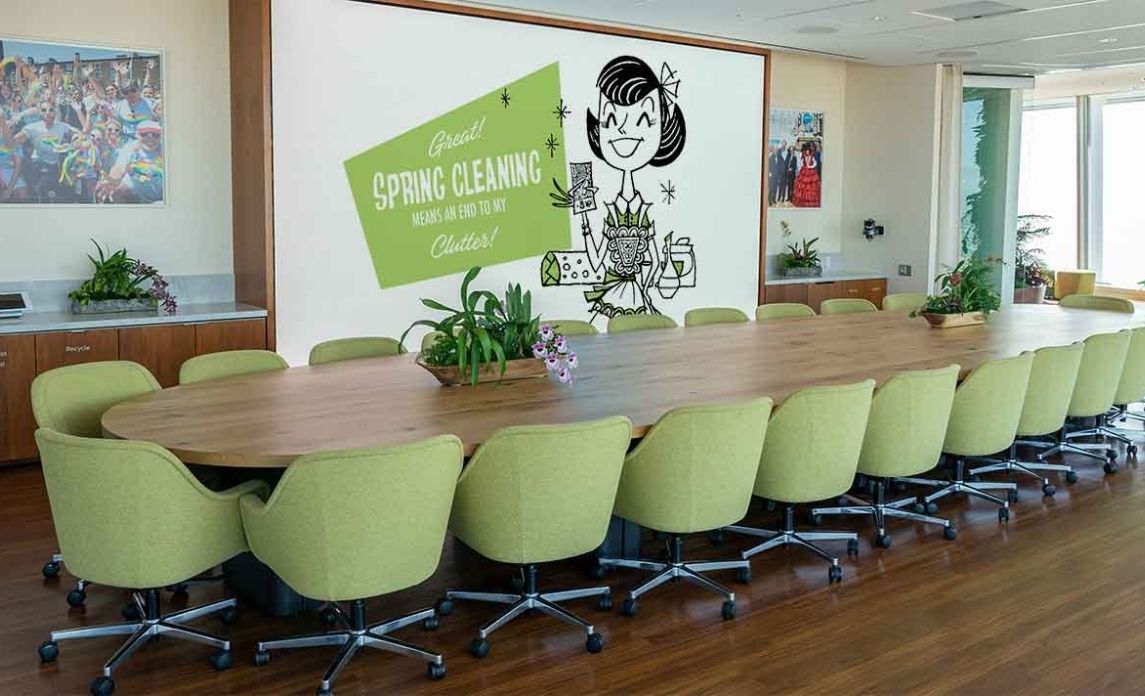 Office boardroom with message