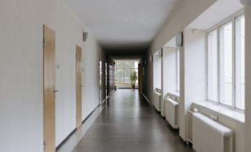 Empty school corridors that are clean