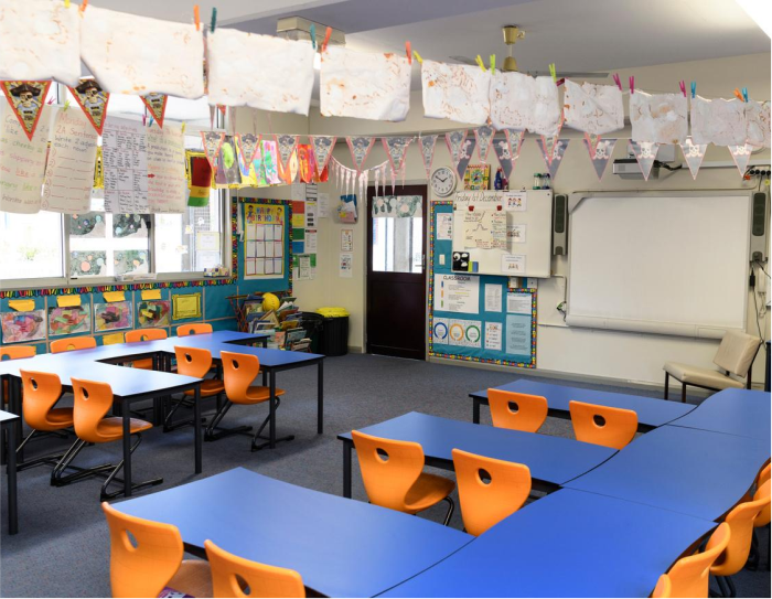 Clean school classroom maintained by Crewcare